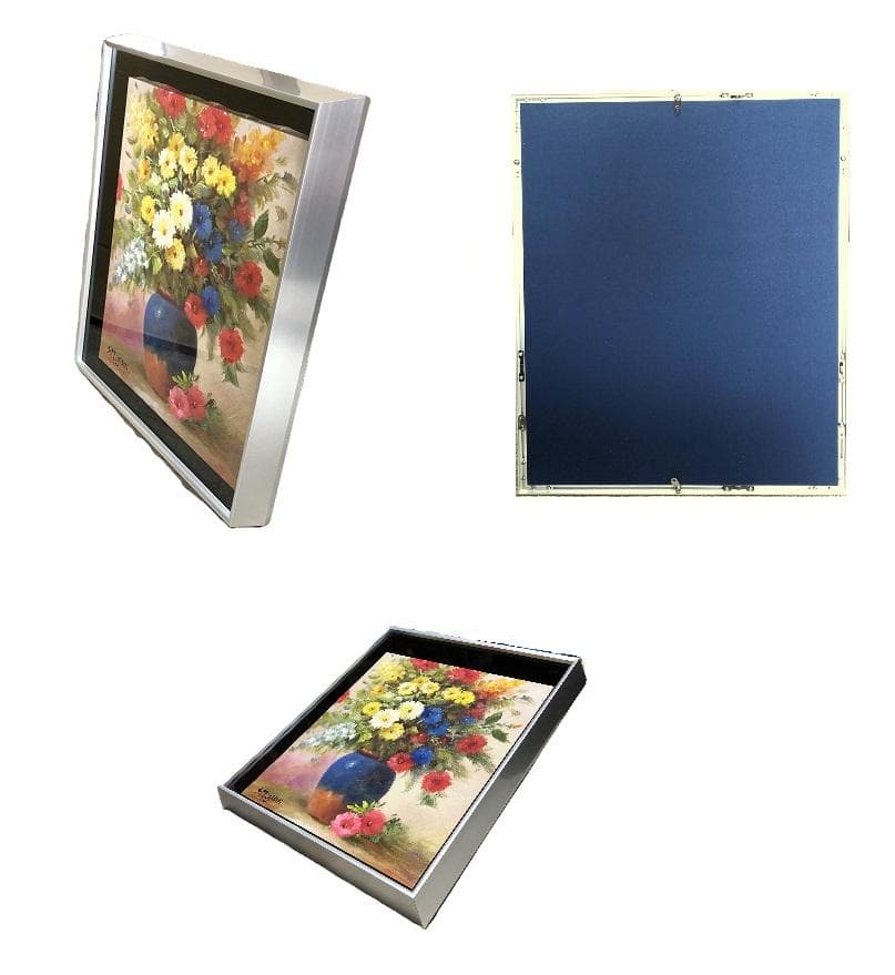 【 三岸節子「花」】　キャンバスF8　肉筆油彩　画廊シール　アルミ額