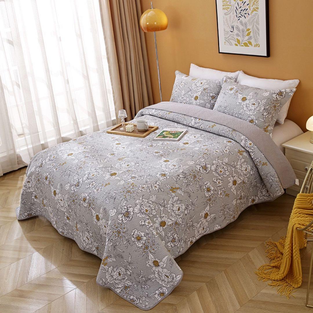 キルトベッドカバー3点セット綿マルチカバー キルティング 822