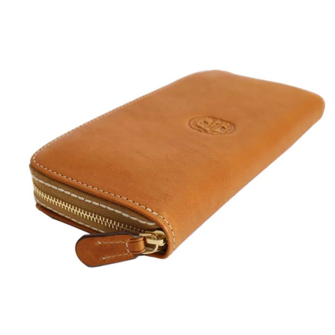 ダコタ 本革長財布 キャメル ロゴ型押し レザー財布