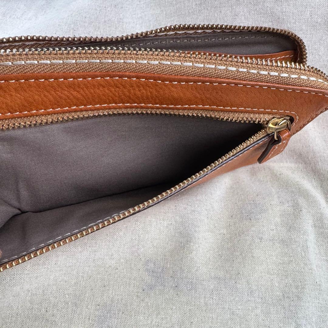 ダコタ 本革長財布 キャメル ロゴ型押し レザー財布