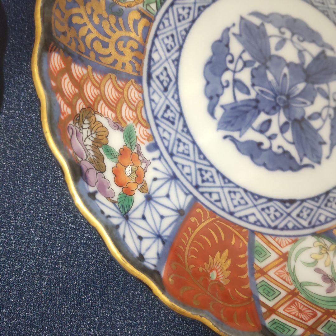 龍峰 菊割 祥瑞花丸紋 金彩 古伊万里 小皿 皿5枚　未使用品