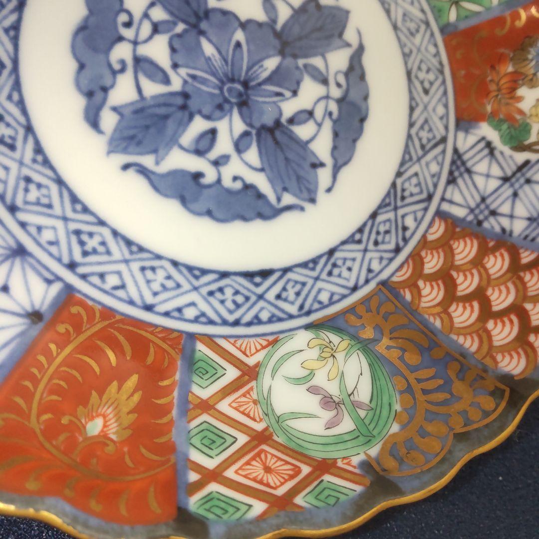 龍峰 菊割 祥瑞花丸紋 金彩 古伊万里 小皿 皿5枚　未使用品