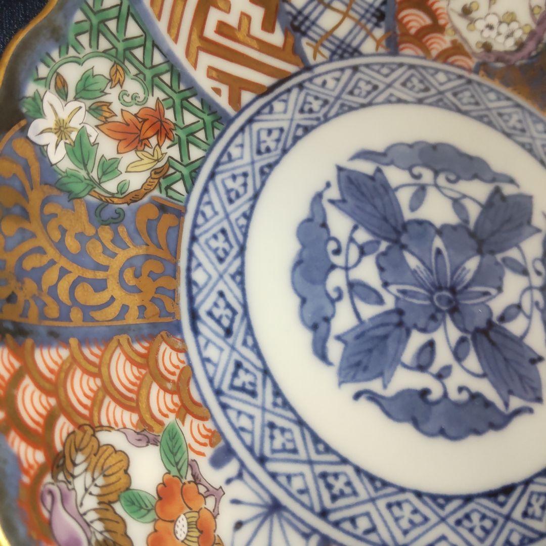 龍峰 菊割 祥瑞花丸紋 金彩 古伊万里 小皿 皿5枚　未使用品