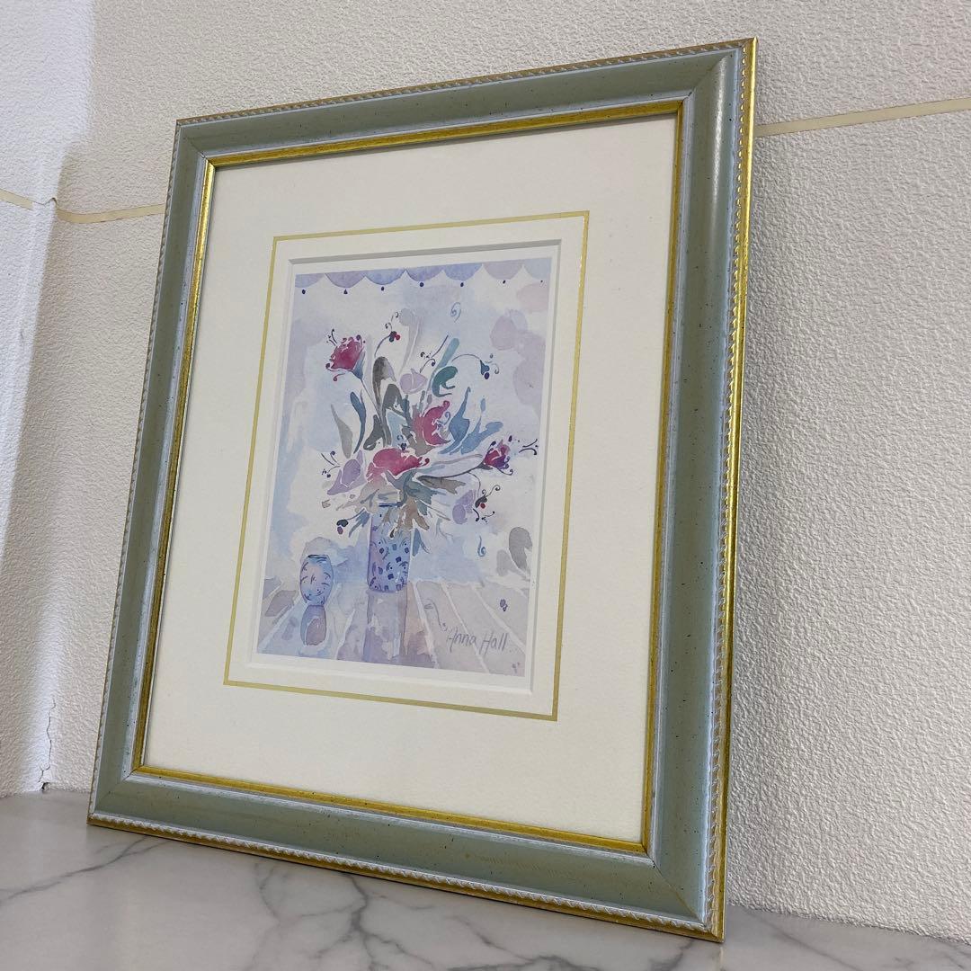 Anna Hall アンナホール　花さし　アート作品 リトグラフ