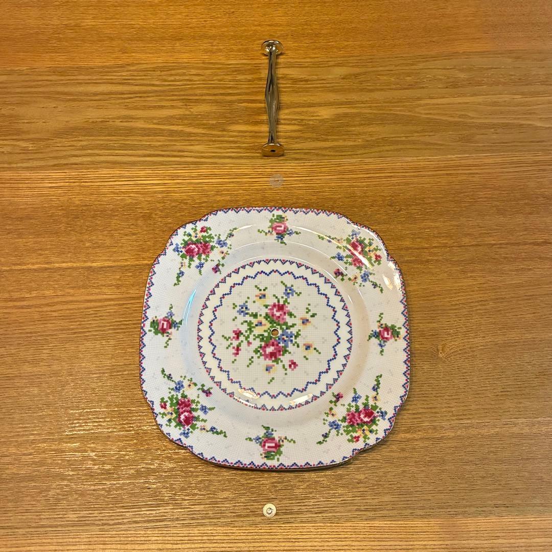 ロイヤルアルバート プチポワン ケーキスタンド 2段式 英国ヴィンテージ