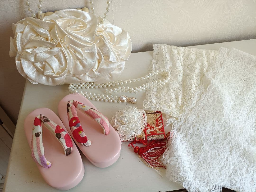 専用です☆正絹☆ブルーピンクの着物にキラキラ作り帯