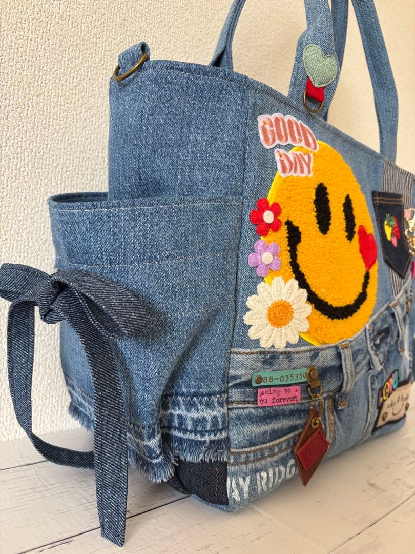 デニムリメイクバッグ　L