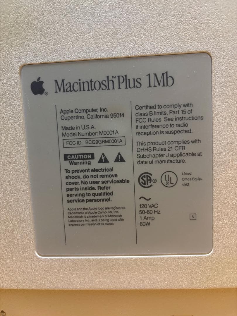 Macデスクトップ Apple Macintosh Plus 1Mb Made in U.S.A.