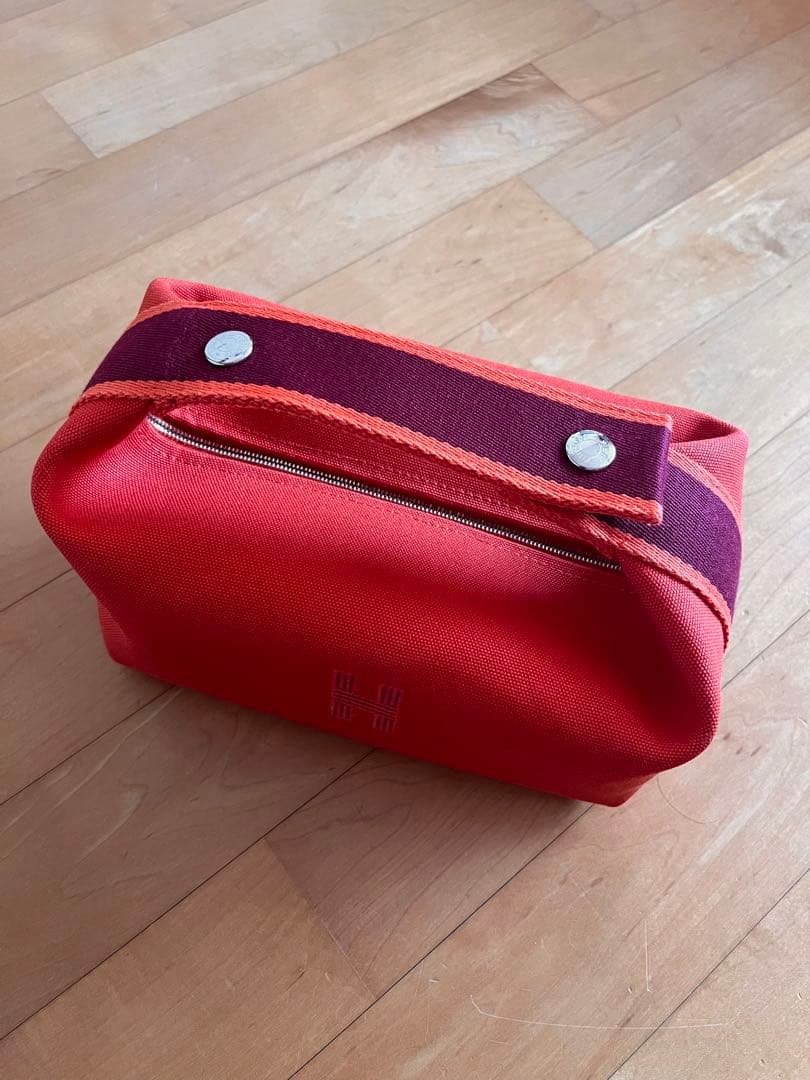 HERMES バッグ ブリッドアブラック ポーチ オレンジ系キャンバス