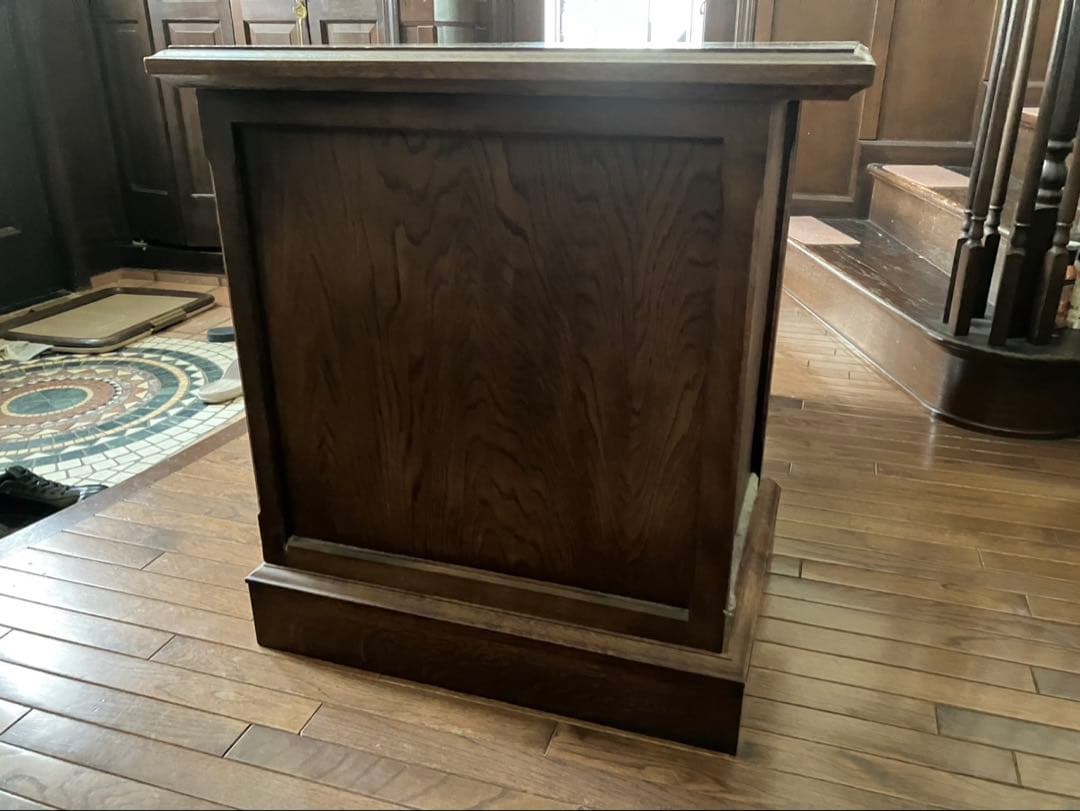 木製ダークブラウンデスク 引き出し3つ付き