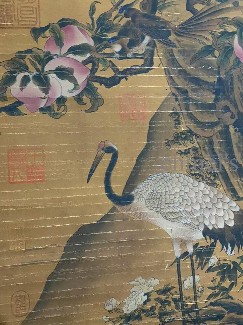 中国古美術 宋代 趙昌款 花鳥図 掛軸 絹布 肉筆 唐物 書道 国画 名家画作
