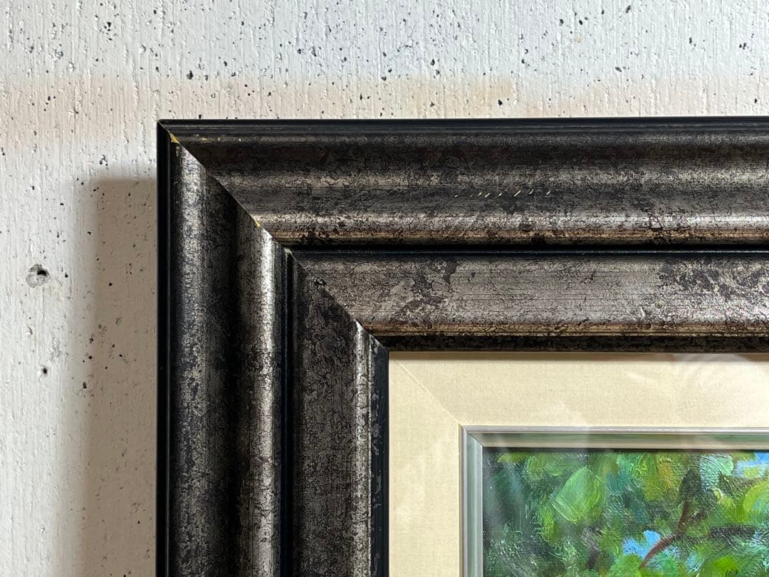 風景画 油絵 油彩 肉筆 「Marris」サイン有り / 池 メガネ橋 ボート