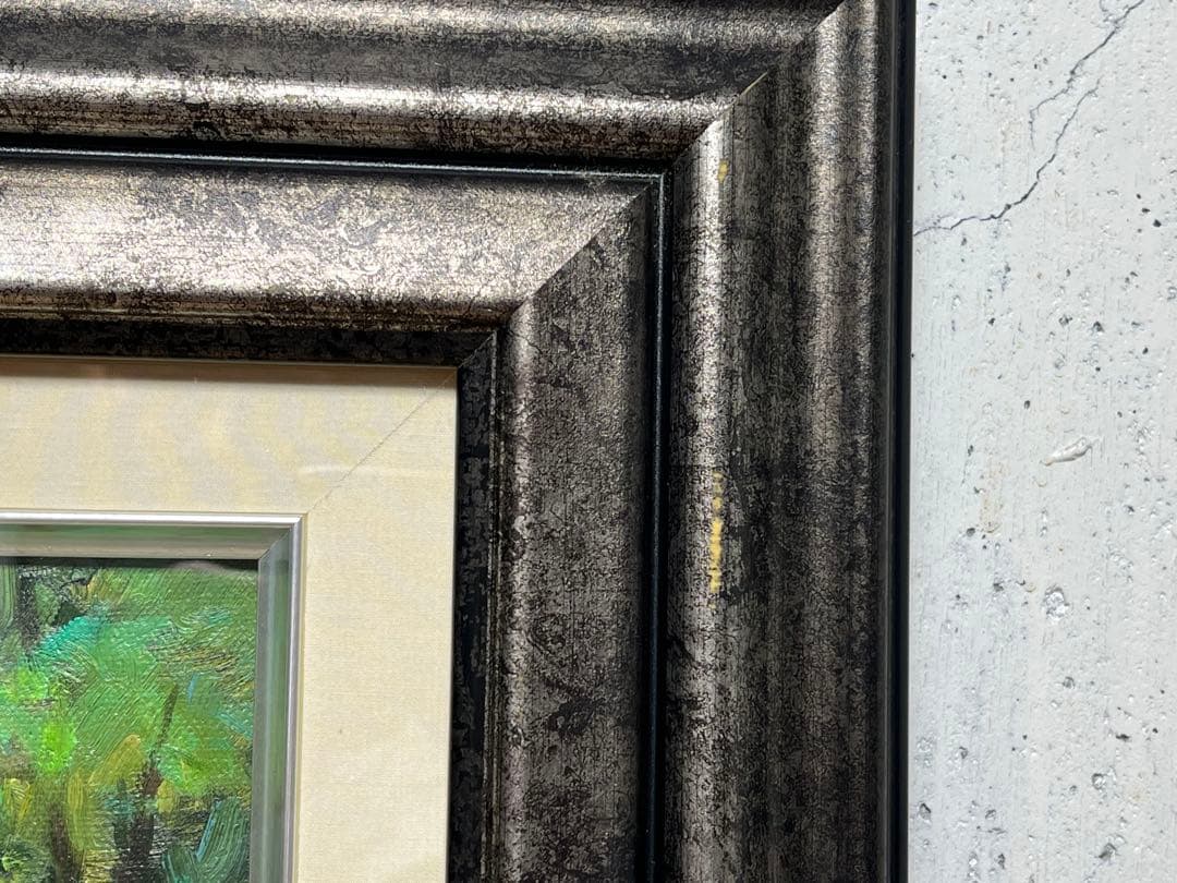 風景画 油絵 油彩 肉筆 「Marris」サイン有り / 池 メガネ橋 ボート