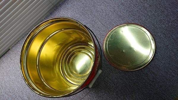 おしゃれ パッソル柄　昭和　レトロ　カンカン　ブリキ　フタあり　バイク屋