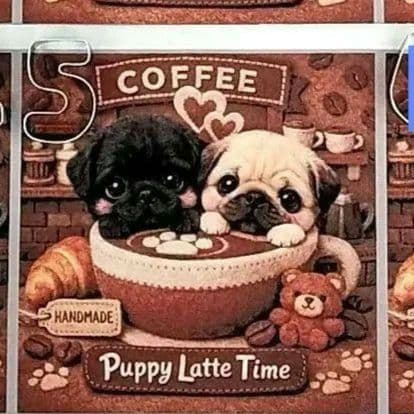 Coffee♡柴犬ちゃんパグちゃん　巾着袋☆外ポケット