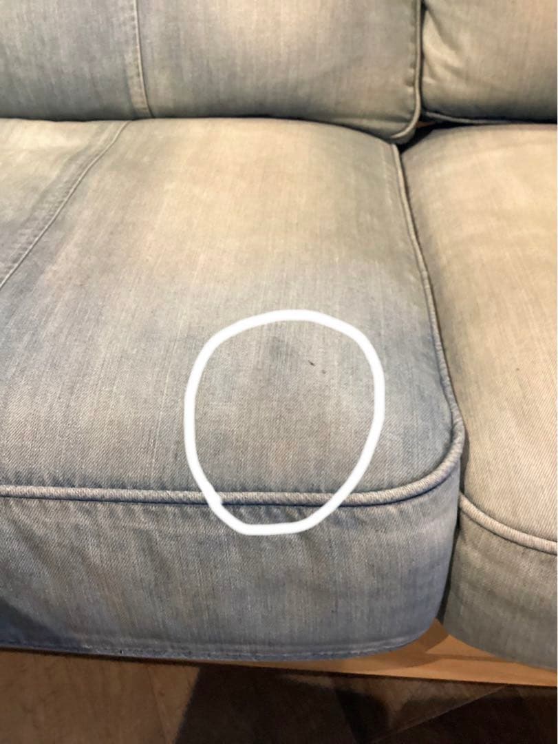 木製　デニム　水色 モダンデザインソファ 2.5人掛け