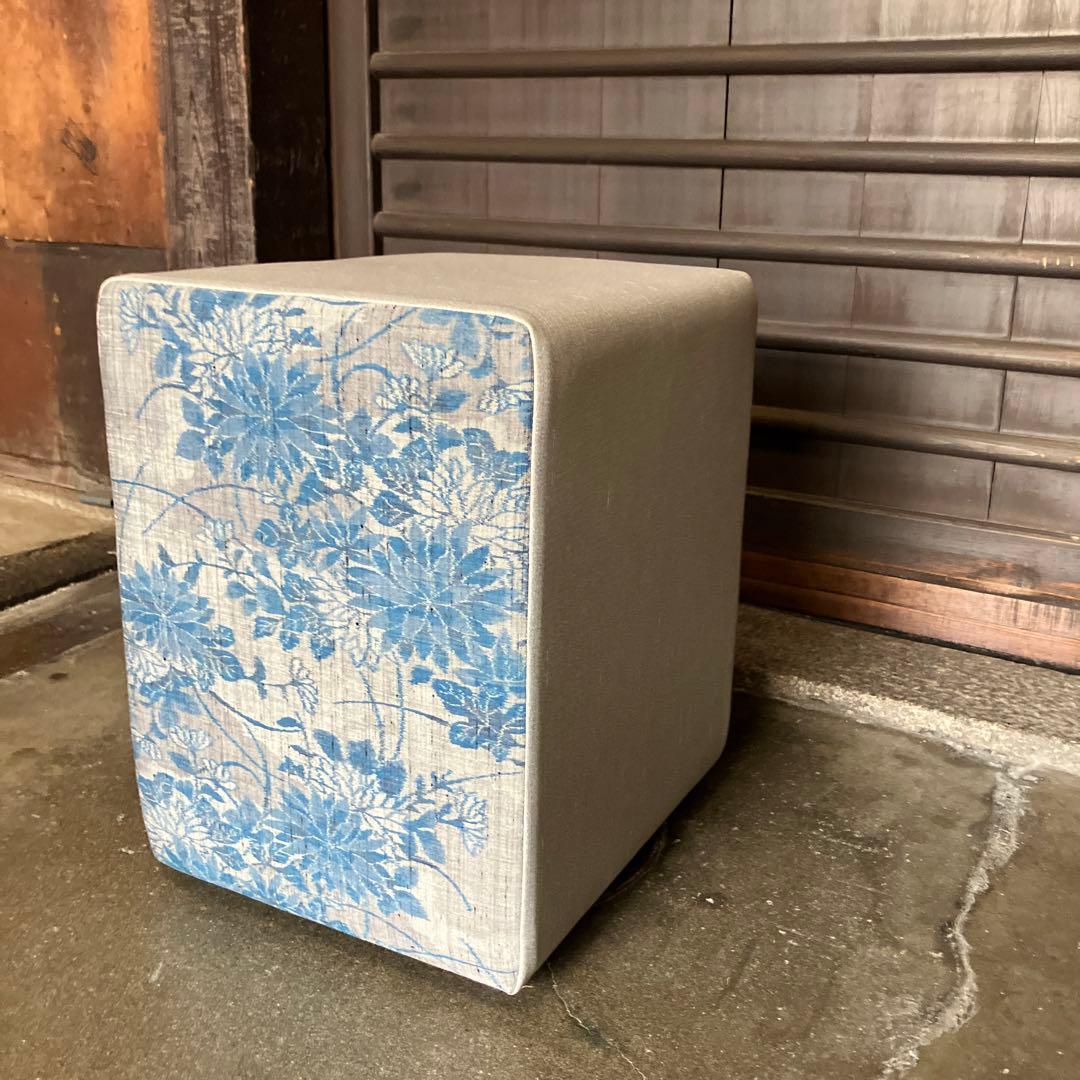 スツール　オットマン　結城紬　新品