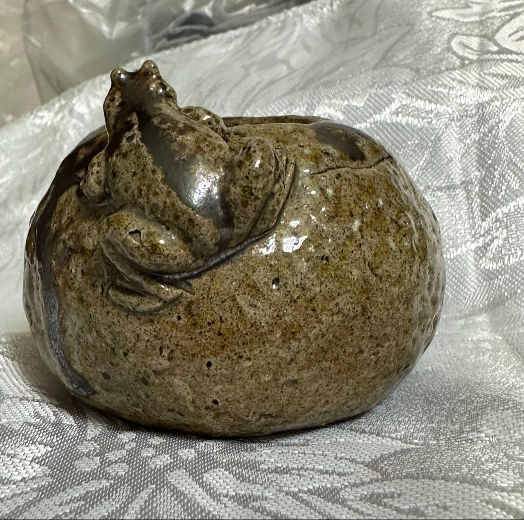 水指　一輪挿し　陶器　落款あり