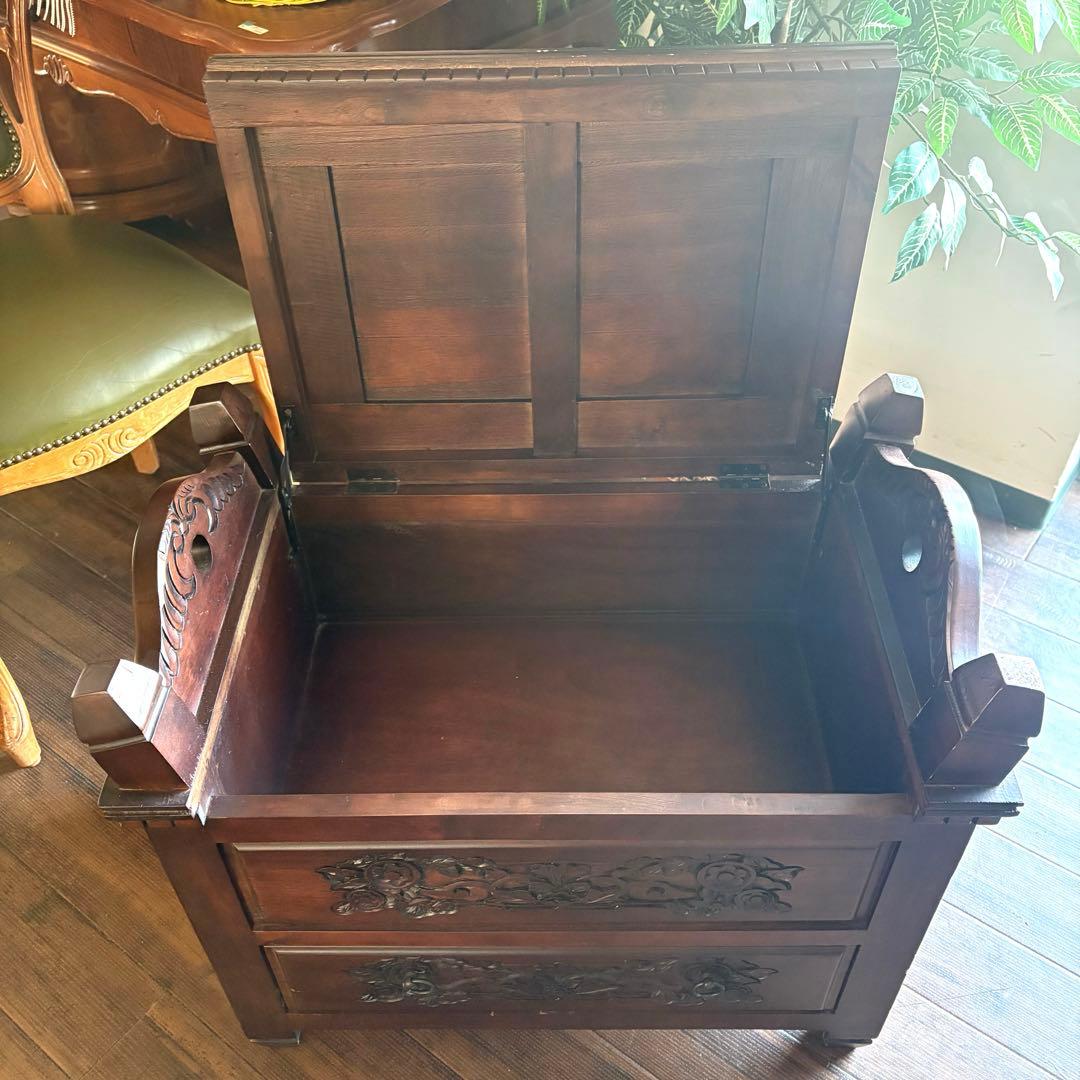 a034 アンティーク調 フラワーカービング 木製2段チェスト キャビネット
