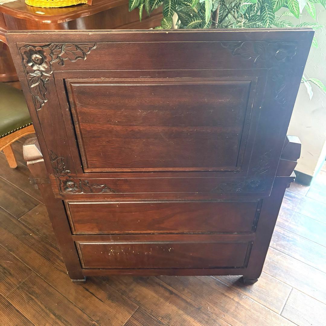a034 アンティーク調 フラワーカービング 木製2段チェスト キャビネット