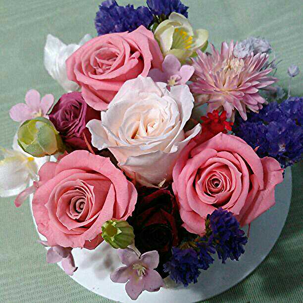 置時計プリザーブドフラワーアレンジ