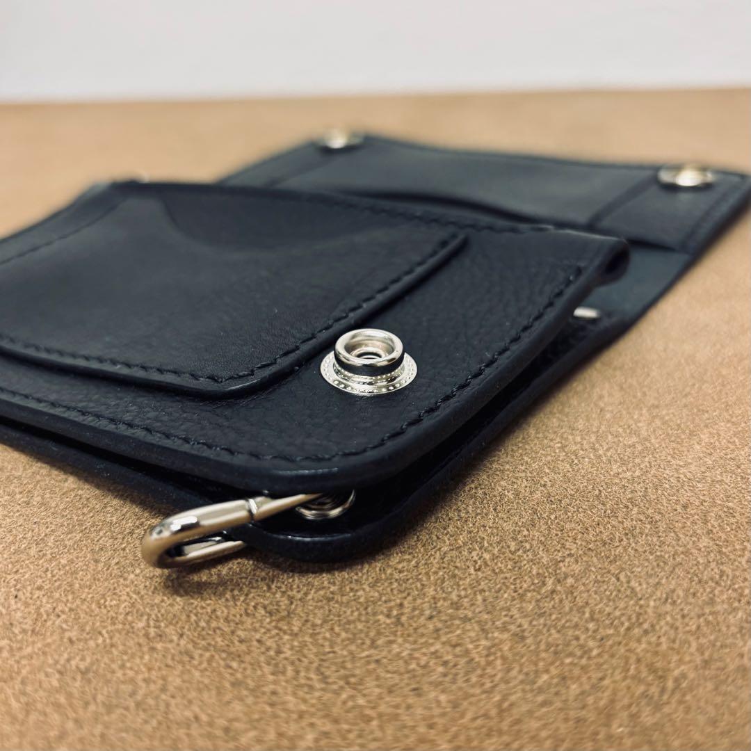 トラッカーウォレット　ミドル　黒　2層　薄型　イタリアレザー　Virgilio