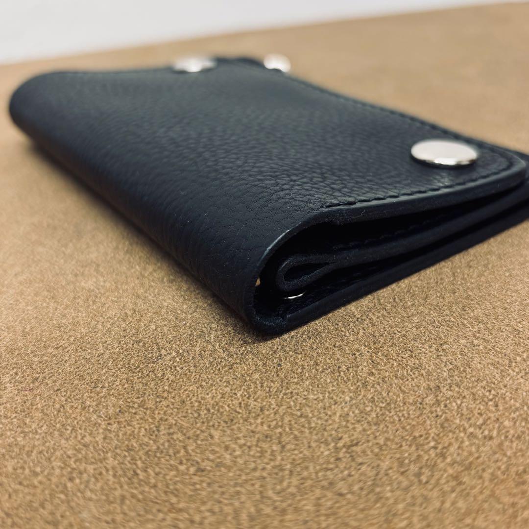 トラッカーウォレット　ミドル　黒　2層　薄型　イタリアレザー　Virgilio