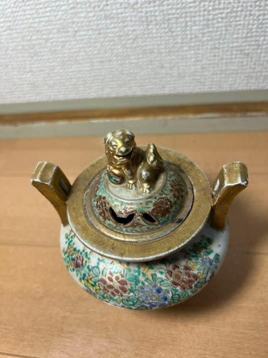 426 九谷焼　古美術品　香炉　角福　時代物