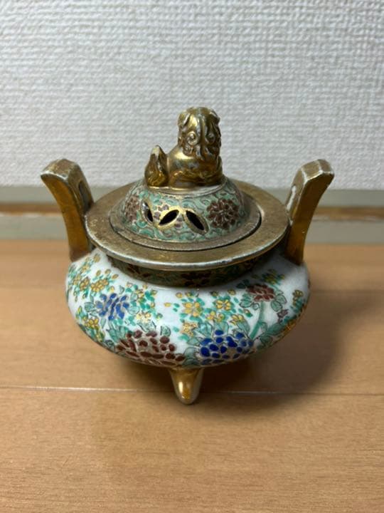 426 九谷焼　古美術品　香炉　角福　時代物