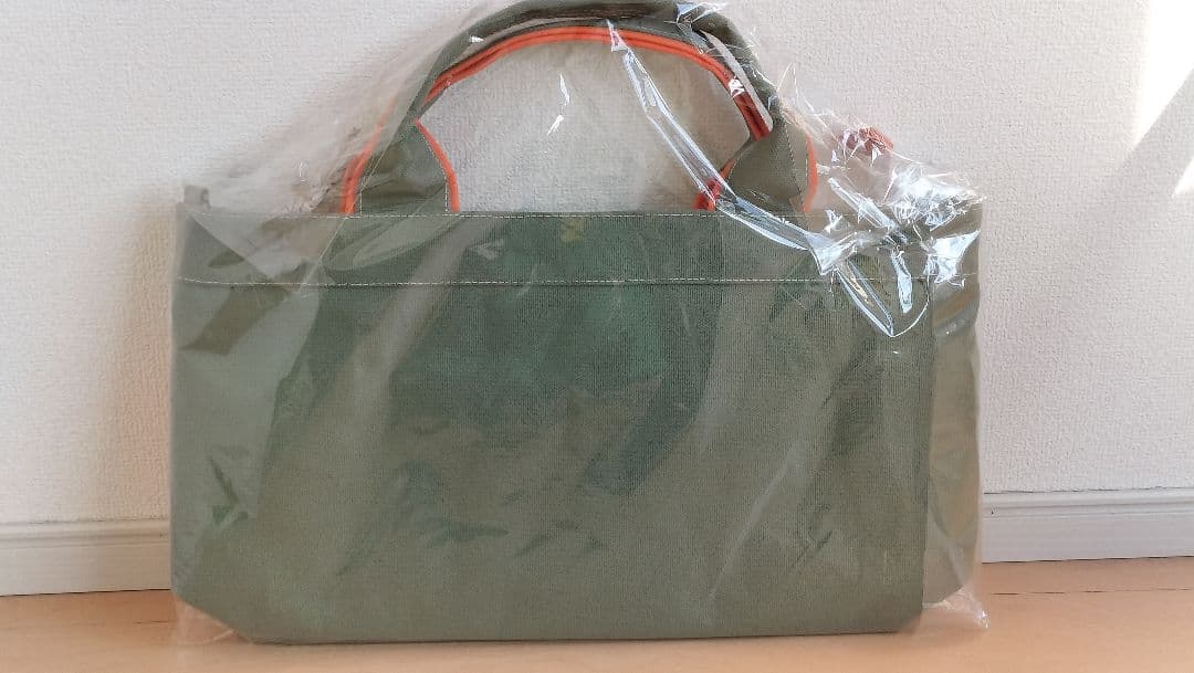 【新品未使用】横長バイカラーファスナー付トートバッグ帆布〈富士金梅8号〉1点もの