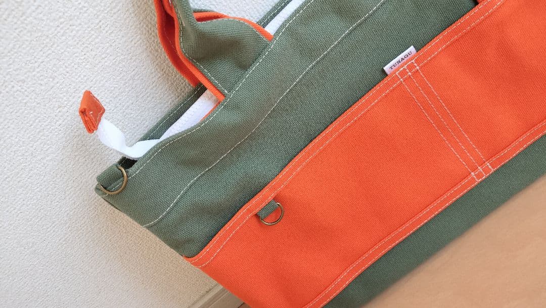 【新品未使用】横長バイカラーファスナー付トートバッグ帆布〈富士金梅8号〉1点もの