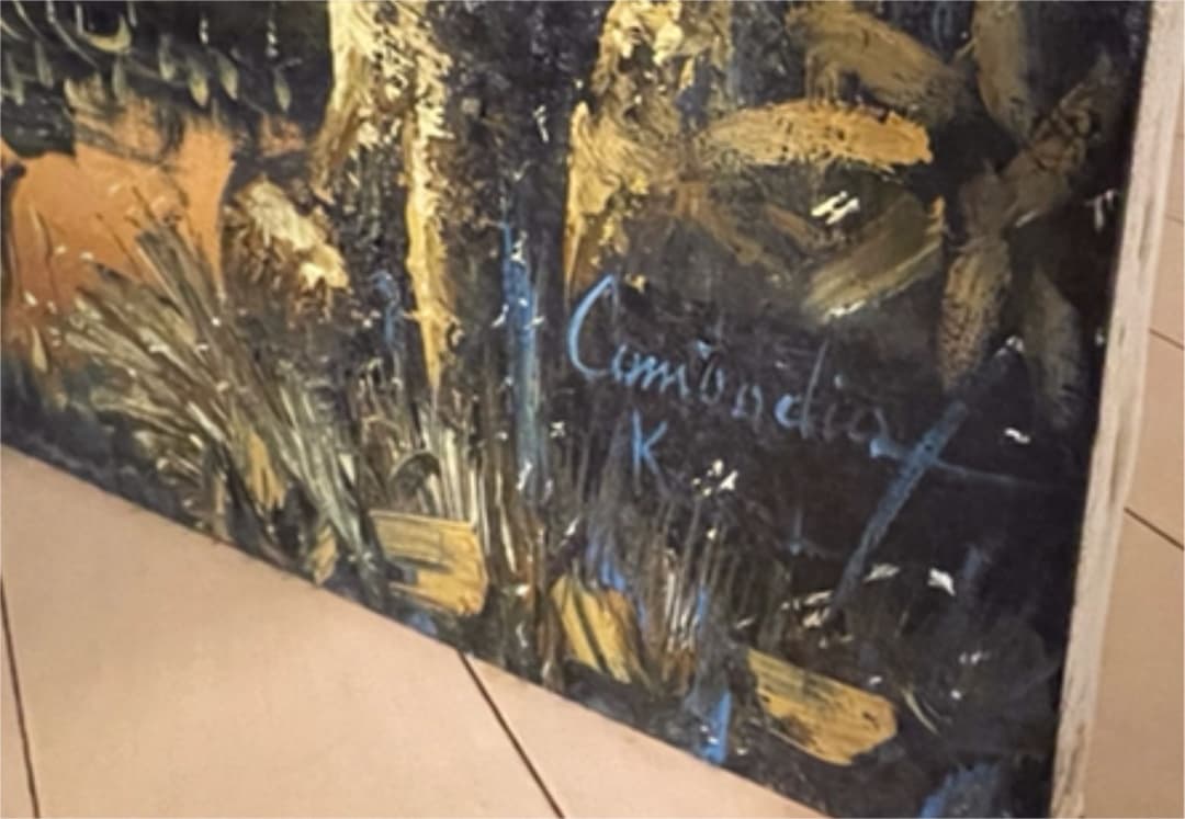 カンボジア　アンコールワット遺跡　絵画　油絵