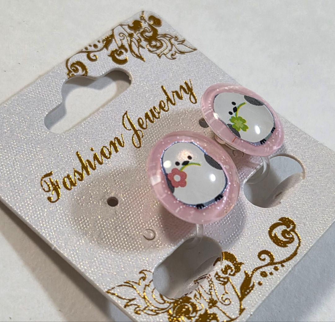 シマエナガノンホールピアス✨　かわいいサイズ★スタッドタイプ★　シマエナガ