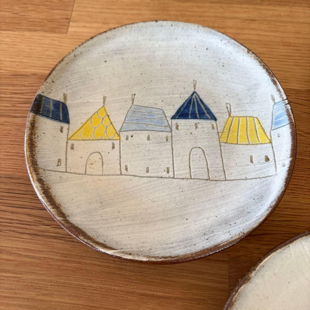 会津本郷　樹ノ音工房　ハウス柄　皿　３枚セット