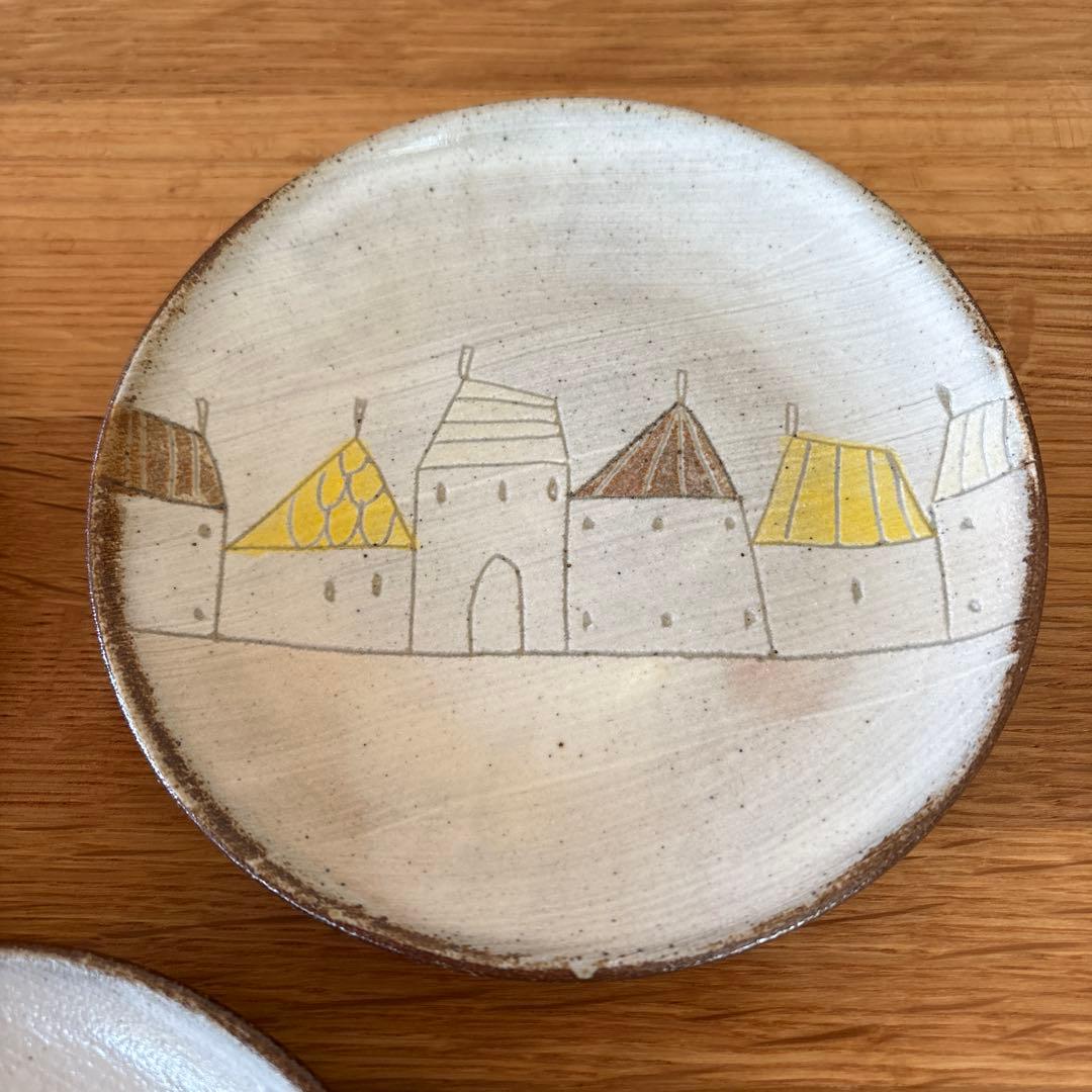 会津本郷　樹ノ音工房　ハウス柄　皿　３枚セット