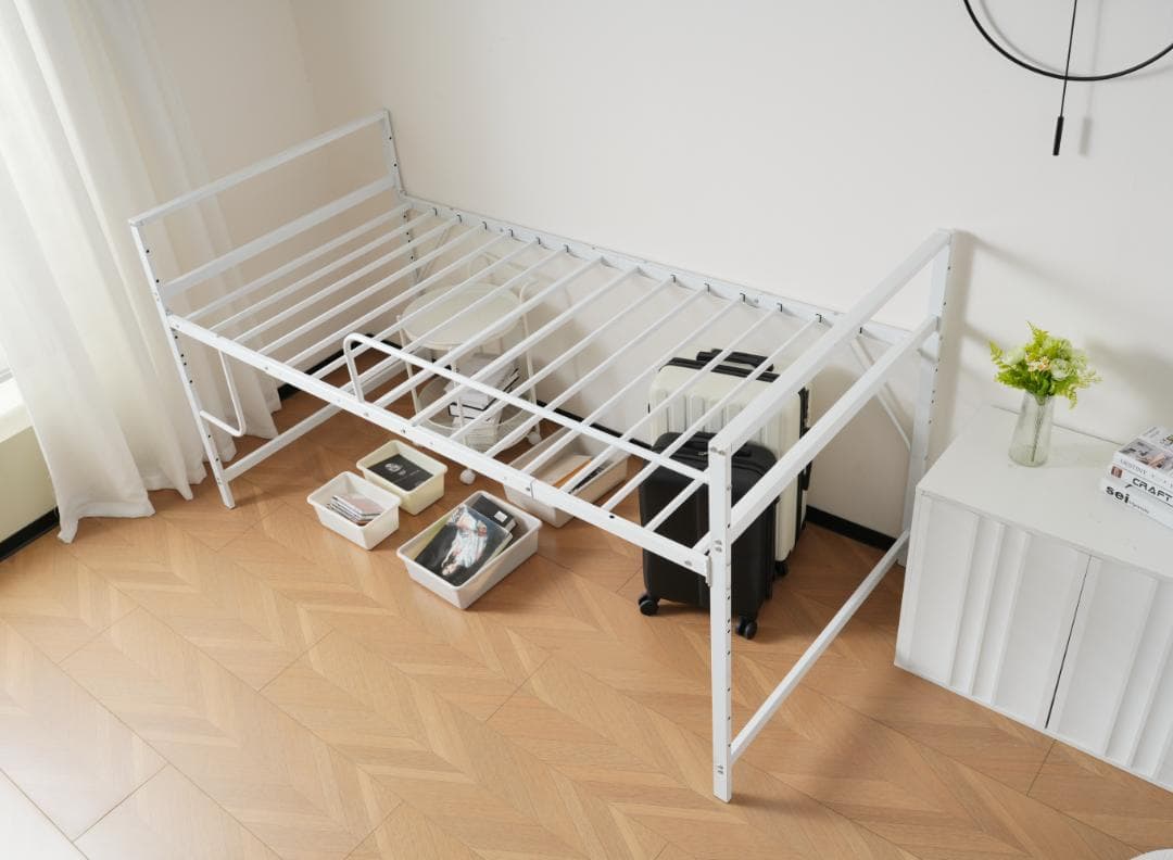 超人気！【高さ110cm】ロフトベッド収納 北欧風 大人 一人暮らし WHITE