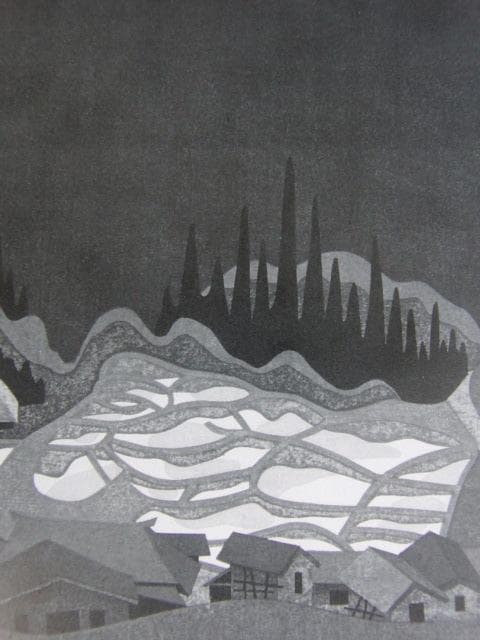 斎藤清、【さつきの会津（7）】、希少な大判額装用画集より、美品、新品額装付