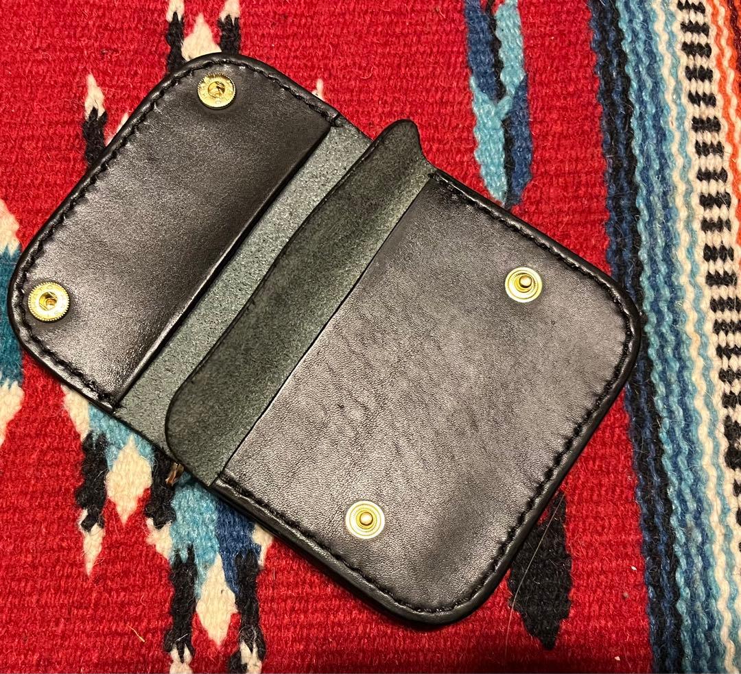 ミニトラッカーウォレット　ヌメ革　オールブラック