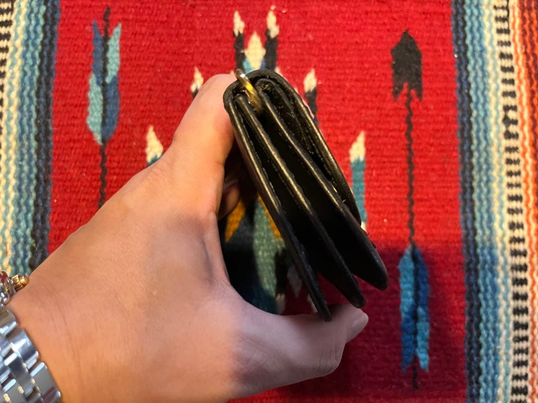 ミニトラッカーウォレット　ヌメ革　オールブラック