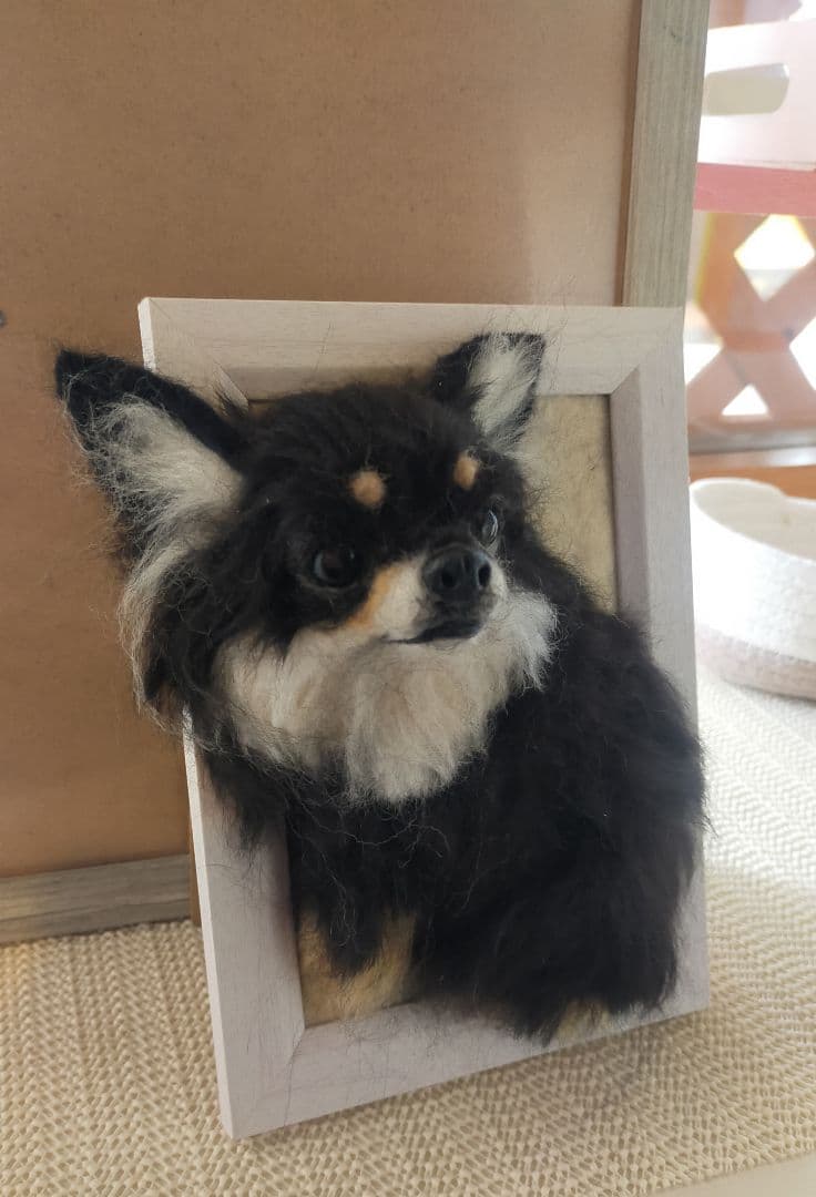 羊毛フェルト　ハンドメイド　犬　チワワ　フレーム
