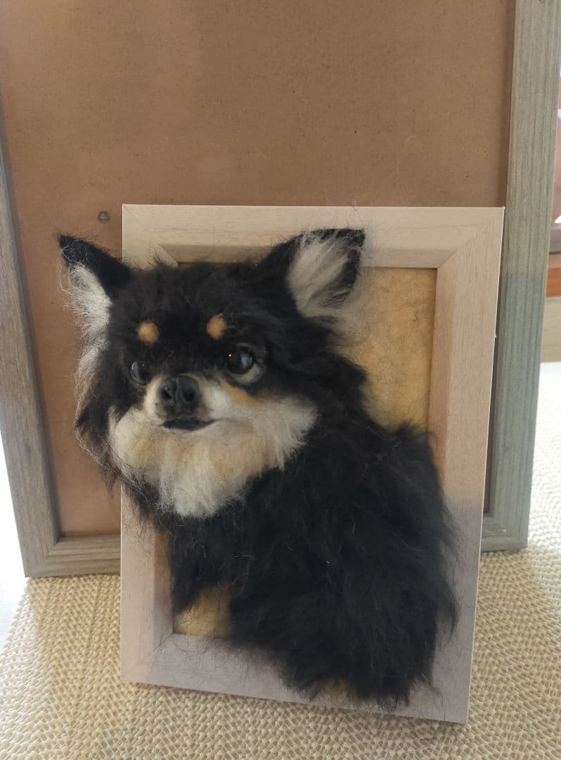 羊毛フェルト　ハンドメイド　犬　チワワ　フレーム