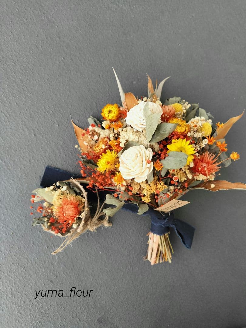 秋色オレンジ❁ドライフラワースワッグ