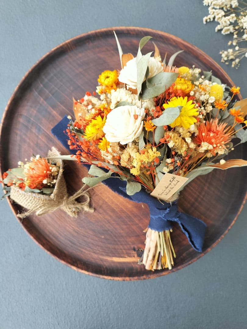 秋色オレンジ❁ドライフラワースワッグ