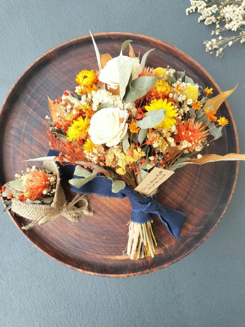 秋色オレンジ❁ドライフラワースワッグ