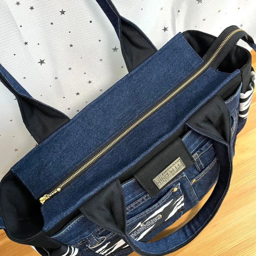 ホイミネ大きめデニムリメイクバッグ（LL）No.947☆トートバッグ