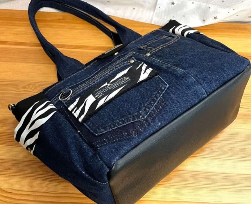 ホイミネ大きめデニムリメイクバッグ（LL）No.947☆トートバッグ