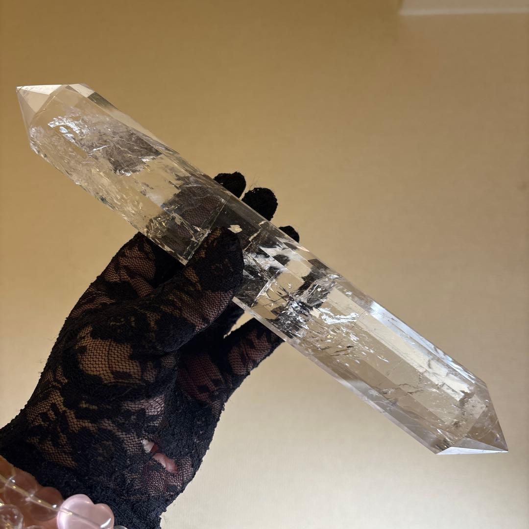 高品質 水晶12面カットダブルポイント 25cm No.2645