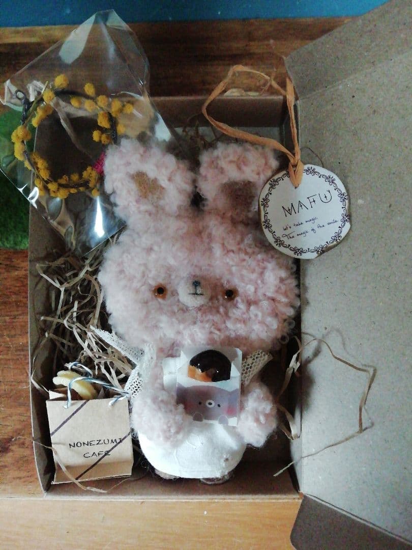 ちびっこの編みぐるみ♡苺ミルクうさぎ꒰ ᐢ⸝⸝•༝•⸝⸝ᐢ ꒱送料無料♪