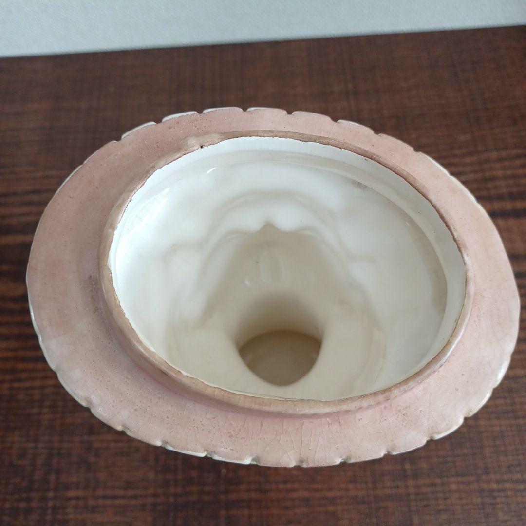 ビンテージ レディヘッドベース 陶器製の置物花瓶　薄紫とオレンジ　2点セット