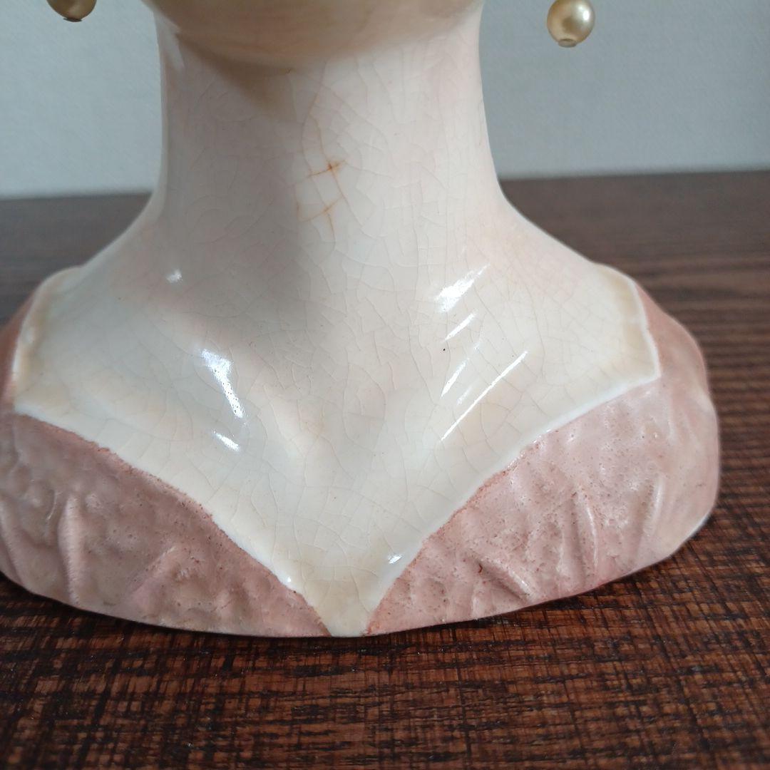 ビンテージ レディヘッドベース 陶器製の置物花瓶　薄紫とオレンジ　2点セット